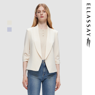 女EWD353W01400 质感通勤简约无扣小西装 ELLASSAY歌力思夏季 新款