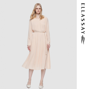 ELLASSAY歌力思2026春季新款简洁大方中长款连衣裙女EWU361Y00800