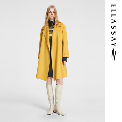 ELLASSAY歌力思秋冬新款澳洲进口羊毛简约毛呢大衣女EWE354D03800