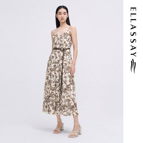 ELLASSAY歌力思夏季新款时尚浪漫藤蔓花连衣裙女EWE342Y10800