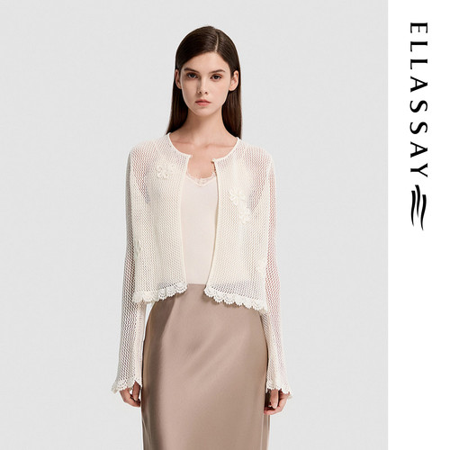 ELLASSAY歌力思2026春季新款莱赛尔编织纹理针织衫女EWD371M00700
