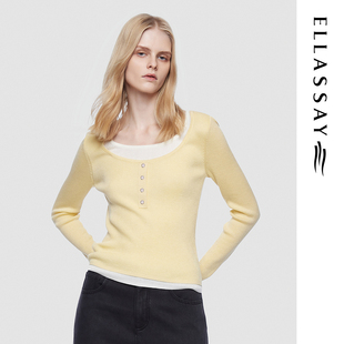 女EWD365M032DX 简约温婉娴静毛针织衫 ELLASSAY歌力思2025春季 新款