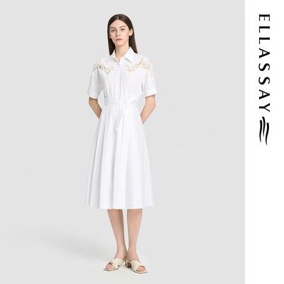 ELLASSAY歌力思2026夏季新款镂空刺绣衬衫连衣裙女EWD372Y02600