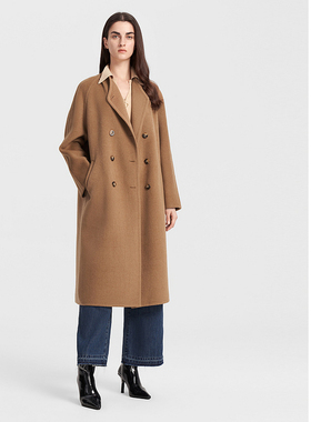 ELLASSAY歌力思冬季新款高级感驼色羊毛呢大衣女EWB344D00800