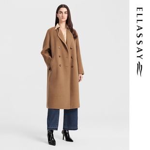 ELLASSAY歌力思冬季 高级感驼色羊毛呢大衣女EWB344D00800 新款