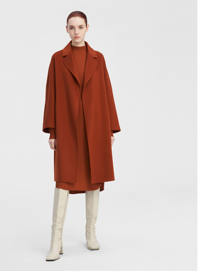 ELLASSAY歌力思冬季新款绵羊毛大气中长款毛呢大衣女EWF344D00900