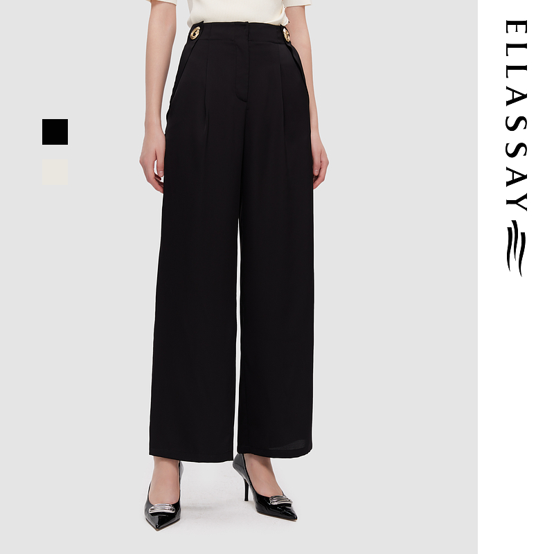 ELLASSAY歌力思春季新款职业干练高腰阔腿裤休闲裤女EWD352K01700