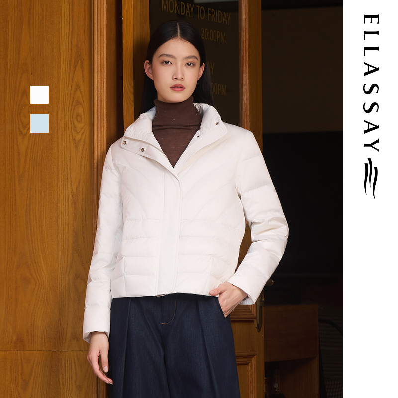 ELLASSAY歌力思2025冬季新款简约短款立领羽绒服女EWD363L03300