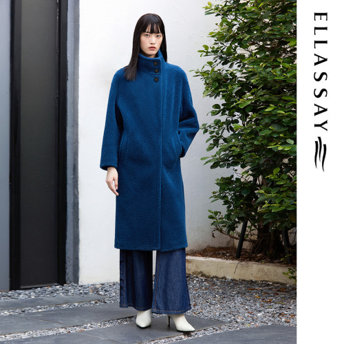 ELLASSAY歌力思2026秋冬新款绵羊毛立领毛呢大衣女EWW364D02400