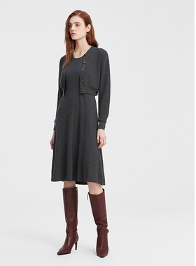 ELLASSAY歌力思秋季新款简约两件式羊毛针织连衣裙女EWW343M07200