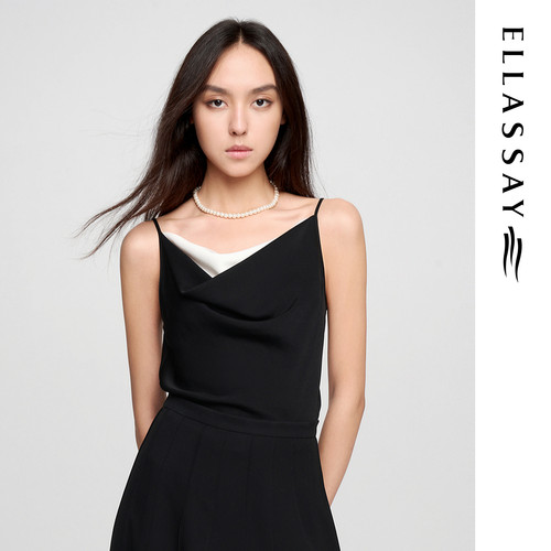 ELLASSAY歌力思夏季新款三醋纤极简撞色荡领背心女EWE362B00500