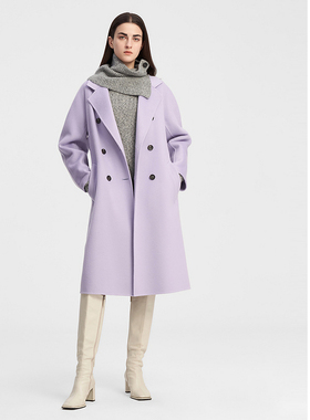 ELLASSAY歌力思秋冬新款双排扣翻领温柔毛呢大衣女EWE344D03100