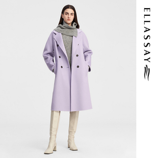 ELLASSAY歌力思秋冬新款 双排扣翻领温柔毛呢大衣女EWE344D03100