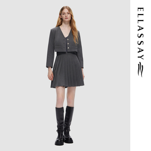 ELLASSAY歌力思秋季新款绵羊毛短西装连衣裙套装女EWD353Y03400