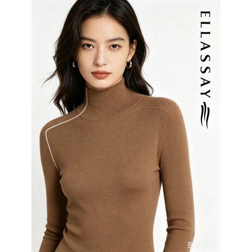 ELLASSAY歌力思秋季新款通勤百搭简约修身毛针织衫女EWE354M05000