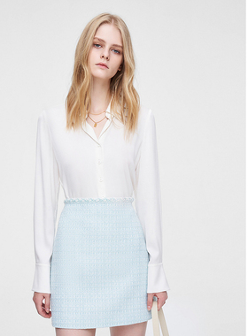 ELLASSAY歌力思春季新款法式本布扣简约真丝衬衫女EWW351C02100