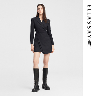 西装 不规则围裹式 连衣裙女EWE343Y00100 新款 ELLASSAY歌力思秋季