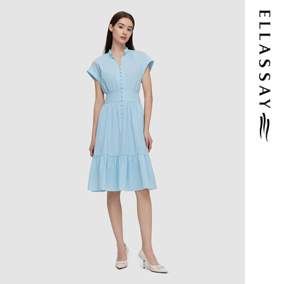 ELLASSAY歌力思2026春夏新款优雅小飞袖气质连衣裙EWD351Y02200
