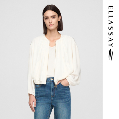 ELLASSAY歌力思春夏新款桑蚕丝造型捏褶极简外套女EWE362T02700