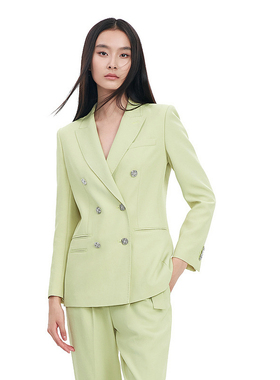 ELLASSAY歌力思春季新款简约三醋酸果绿色职场西装女EWE331T02900