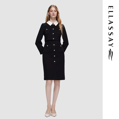 ELLASSAY歌力思秋季新款时尚气质小香风连衣裙女EWD353Y05400