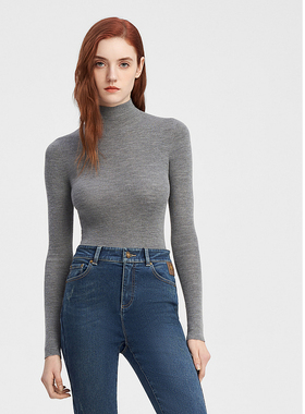 ELLASSAY歌力思秋季新款绵羊毛纯色高领针织衫女EWW343M01000