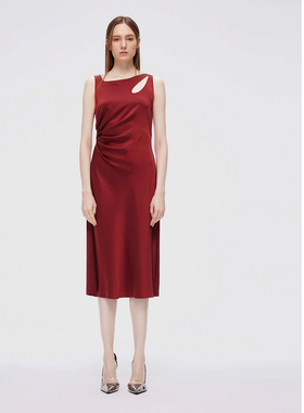 ELLASSAY歌力思夏季新款三醋酸收腰抽褶垂感连衣裙女EWE342Y07500