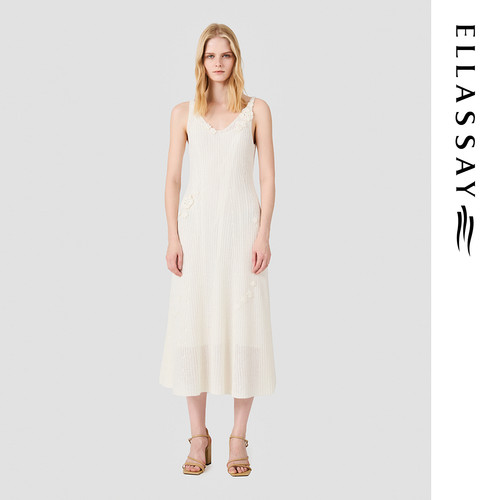 ELLASSAY歌力思夏季新款手工钩花吊带连衣裙女EWU362M00200