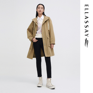 ELLASSAY歌力思早春新款 斜纹率性洒脱风衣女EWW341F00100 挺阔经典