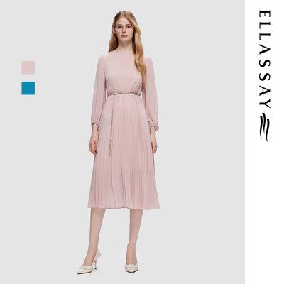 ELLASSAY歌力思夏季新款法式端庄简约大气连衣裙女EWD353Y07200
