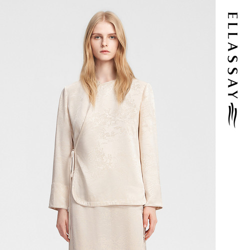 ELLASSAY歌力思秋季新款醋纤新中式系带气质衬衫女EWB353C01500