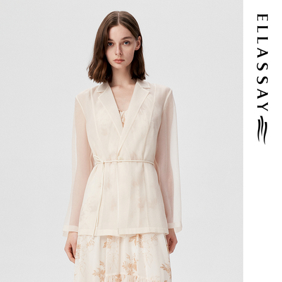 ELLASSAY歌力思春季新款经典宽松系带设计短外套女EWB362W00100