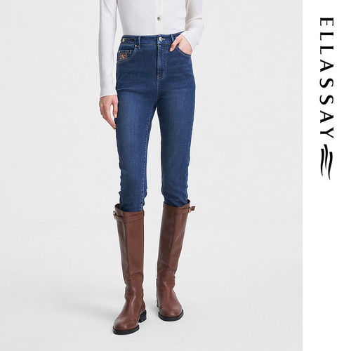 ELLASSAY歌力思2026春季新款复古紧身棉简约牛仔裤女EWW351N06400