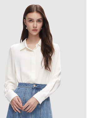 ELLASSAY歌力思秋季新款100%桑蚕丝简约通勤衬衫女EWD353C02800