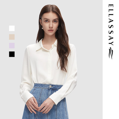 ELLASSAY歌力思秋季新款100%桑蚕丝简约通勤衬衫女EWD353C02800