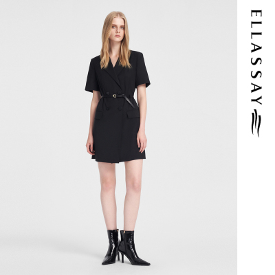 ELLASSAY歌力思夏季新款羊毛高腰气质西装连衣裙女EWB352Y01300