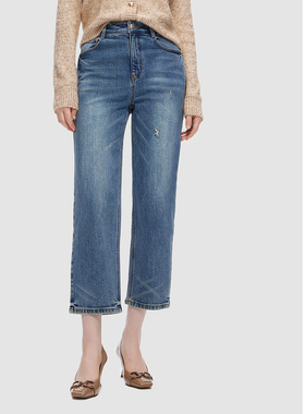 ELLASSAY歌力思秋季新款简约百搭简约直筒牛仔裤女EWD353N02200