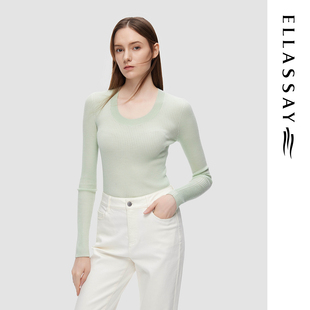 女EWW343M01100 绵羊毛气质显瘦套头针织衫 ELLASSAY歌力思秋季 新款