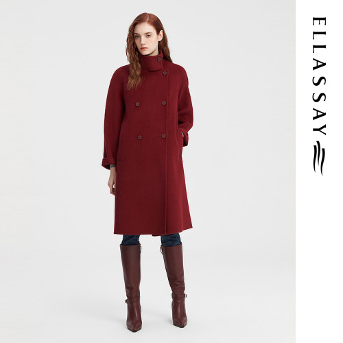 ELLASSAY歌力思秋冬新款复古赫本风双面呢大衣女EWW344D02200