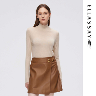 女EWF343M00800 绵羊毛简约百搭高领针织衫 ELLASSAY歌力思秋季 新款