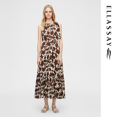 ELLASSAY歌力思春季新款桑蚕丝优雅柔美长款连衣裙女EWB362Y03300