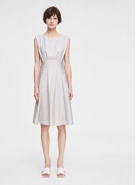 ELLASSAY歌力思夏季新款捏褶舒适优雅无袖连衣裙女EWE352Y03600