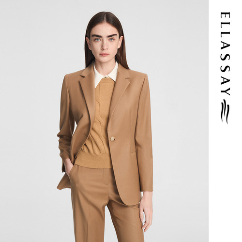 ELLASSAY歌力思秋季新款绵羊毛立体剪裁气质西装女EWE353T01300