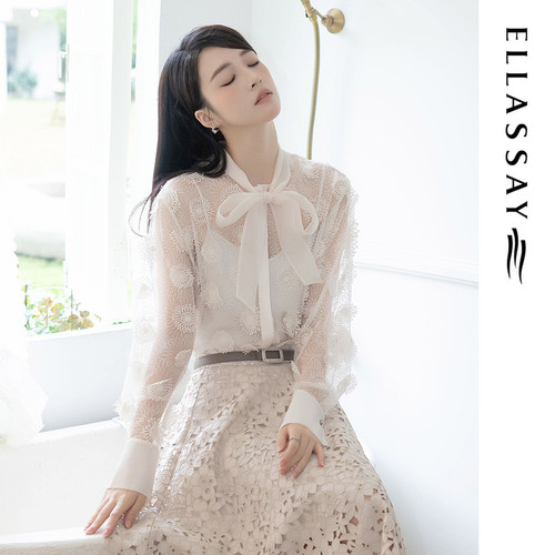 ELLASSAY歌力思2026春夏新款波斯菊花纱甜美百搭衬衫EWE341C00300