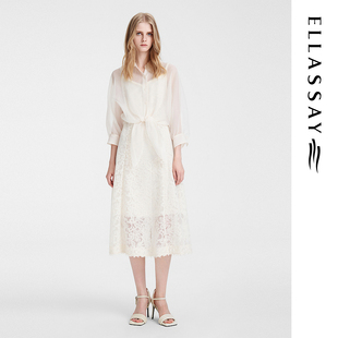 ELLASSAY歌力思春季新款两件套衬衫连衣裙女EWE351Y01800