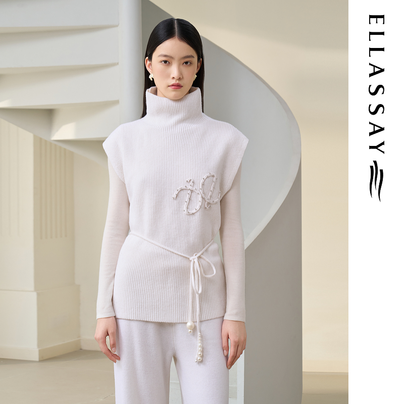 ELLASSAY歌力思2025秋季新款100%绵羊毛高领针织衫女EWD363M00900