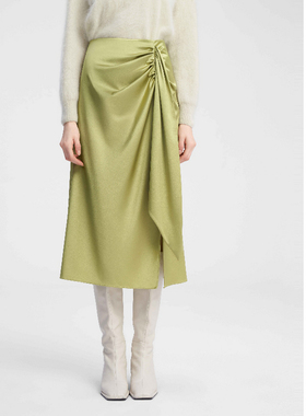 ELLASSAY歌力思秋季新款三醋纤造型收褶高腰半身裙女EWE343Q01100