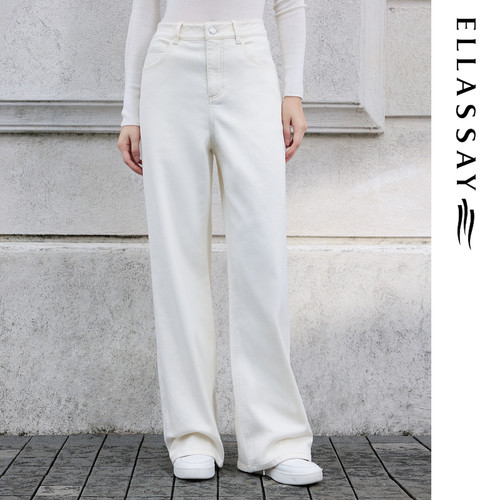 ELLASSAY歌力思秋季新款棉舒适简约直筒牛仔裤女EWD363N01100