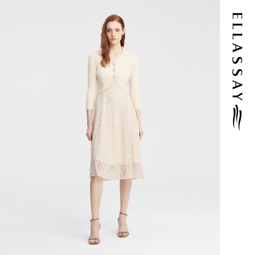 ELLASSAY歌力思夏季新款莱赛尔真两件长袖连衣裙女EWE343Y05400
