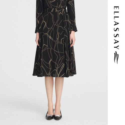 ELLASSAY歌力思秋季桑蚕丝艺术温婉时尚感半身裙EWE353Q02700